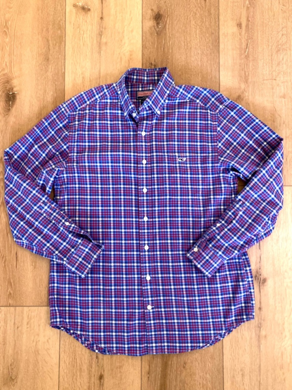 Vineyard Vines Tucker Shirt Men's Size Medium Button Down Plaid Red White Blue